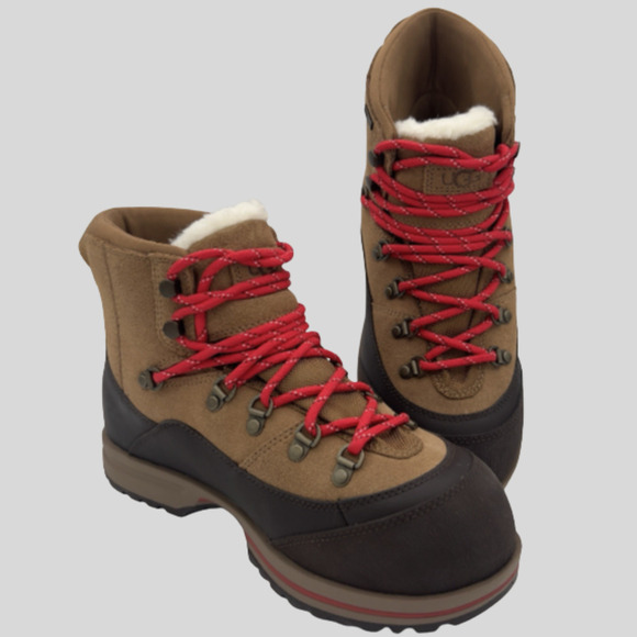 UGG Women Brecken Lace Up Waterproof Suede Boot Chestnut Shearling 1158221 S.9.5 - Picture 1 of 9